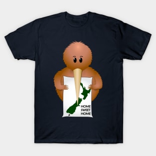 Kiwi with New Zealand Map T-Shirt